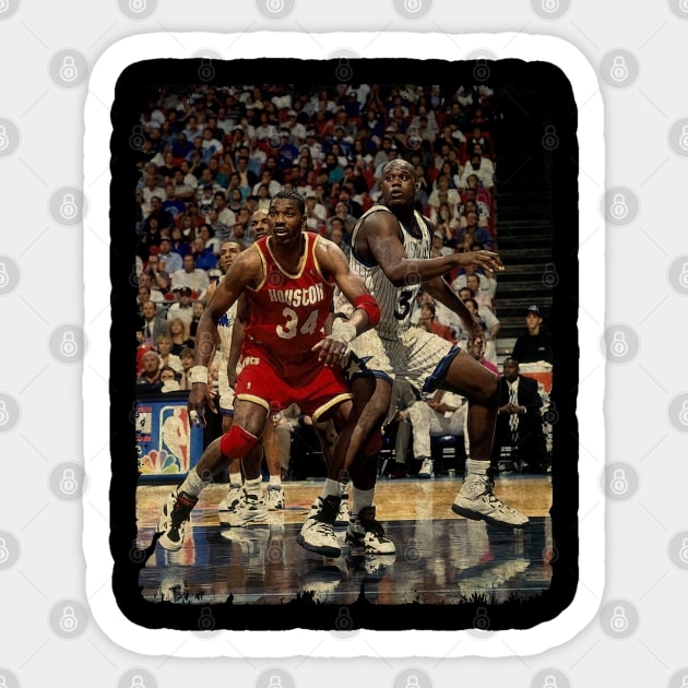 Hakeem and Shaq During The 1995 NBA Finals Sticker by Wendyshopart